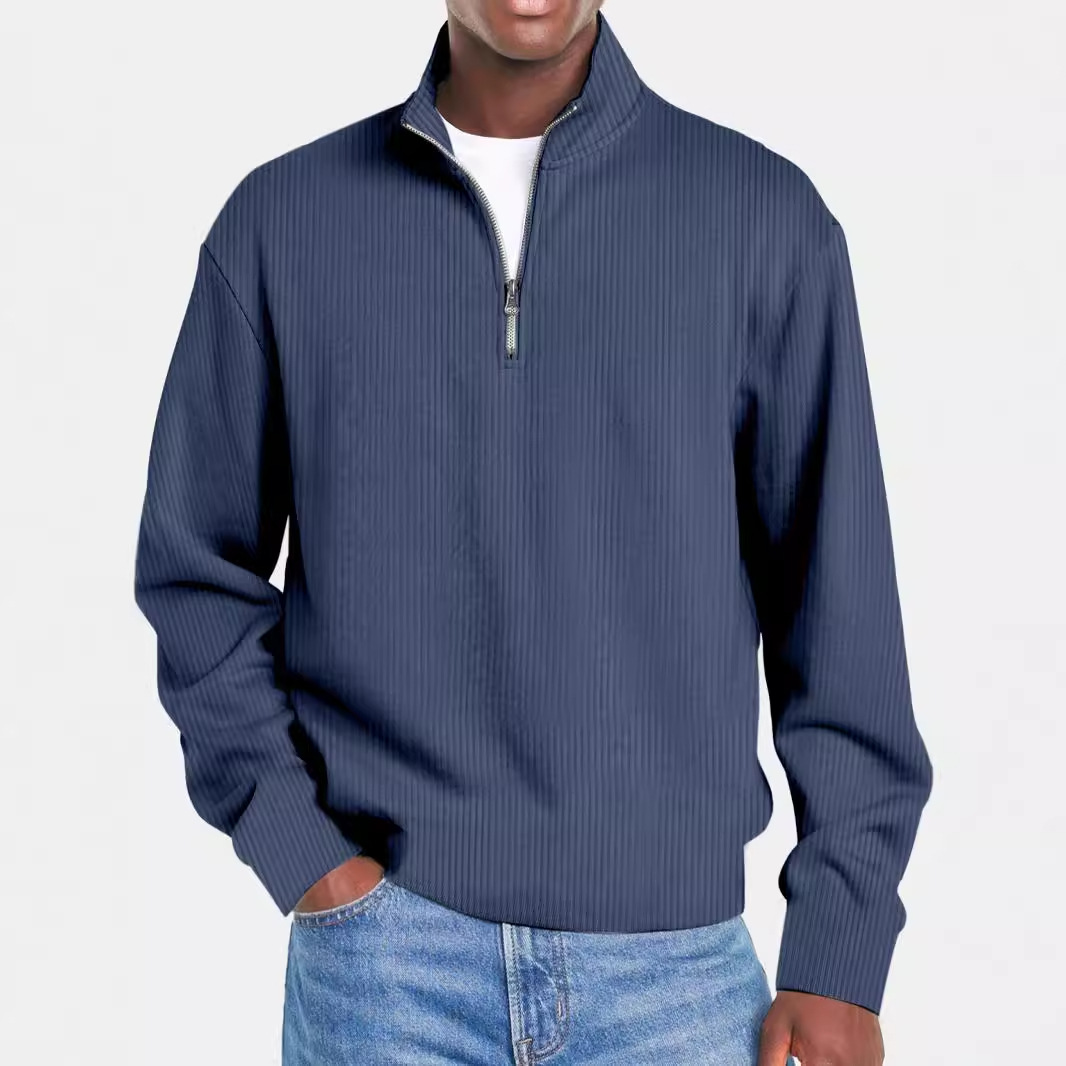 Solid Color Long Sleeve Sport Polo Shirt