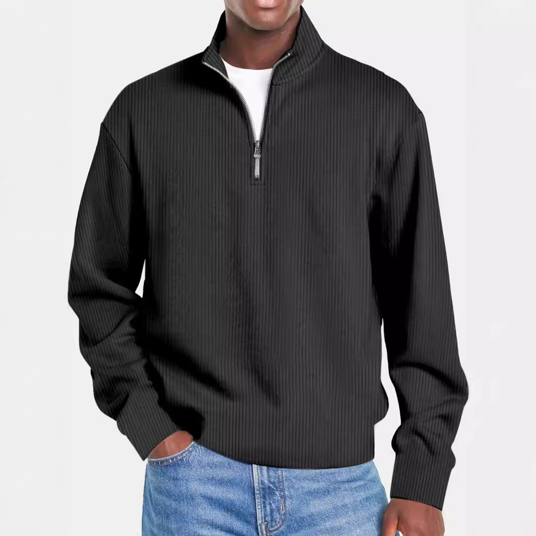 Solid Color Long Sleeve Sport Polo Shirt