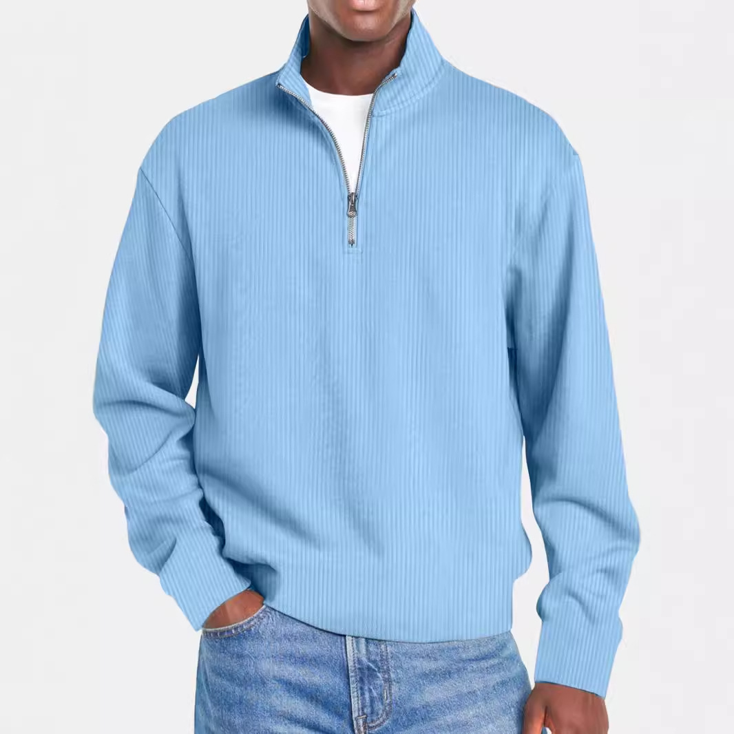 Solid Color Long Sleeve Sport Polo Shirt