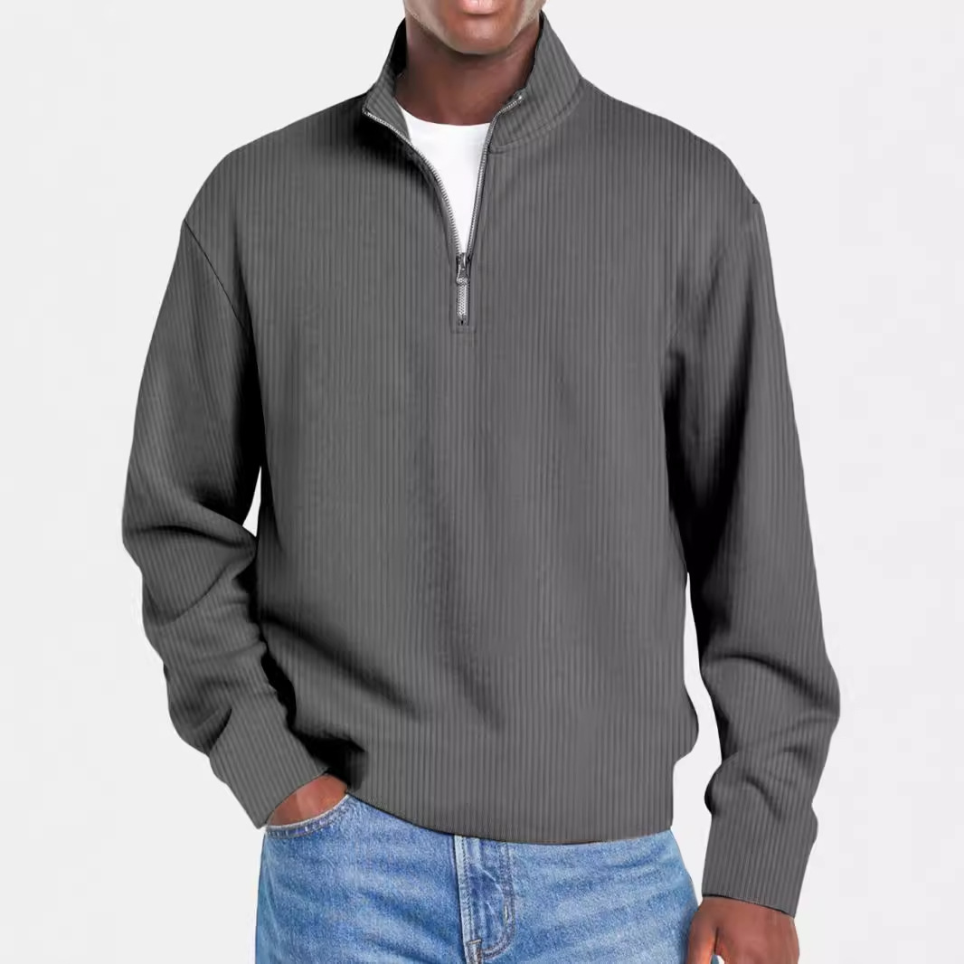 Solid Color Long Sleeve Sport Polo Shirt
