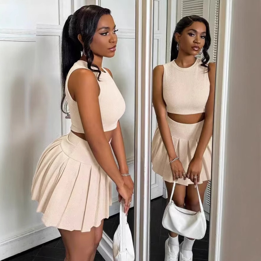 Solid Color Skirt Co-ord Set