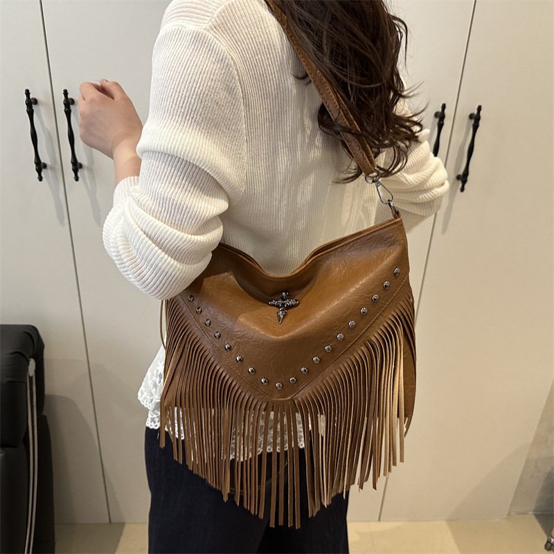 Streetwear Sewing Thread Square Zipper Shoulder Bag