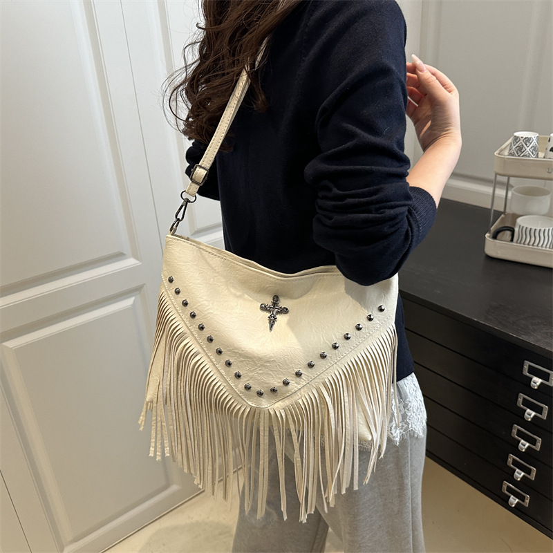 Streetwear Sewing Thread Square Zipper Shoulder Bag