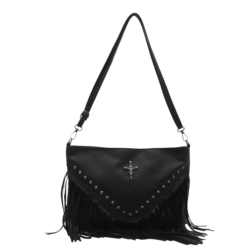 Streetwear Sewing Thread Square Zipper Shoulder Bag