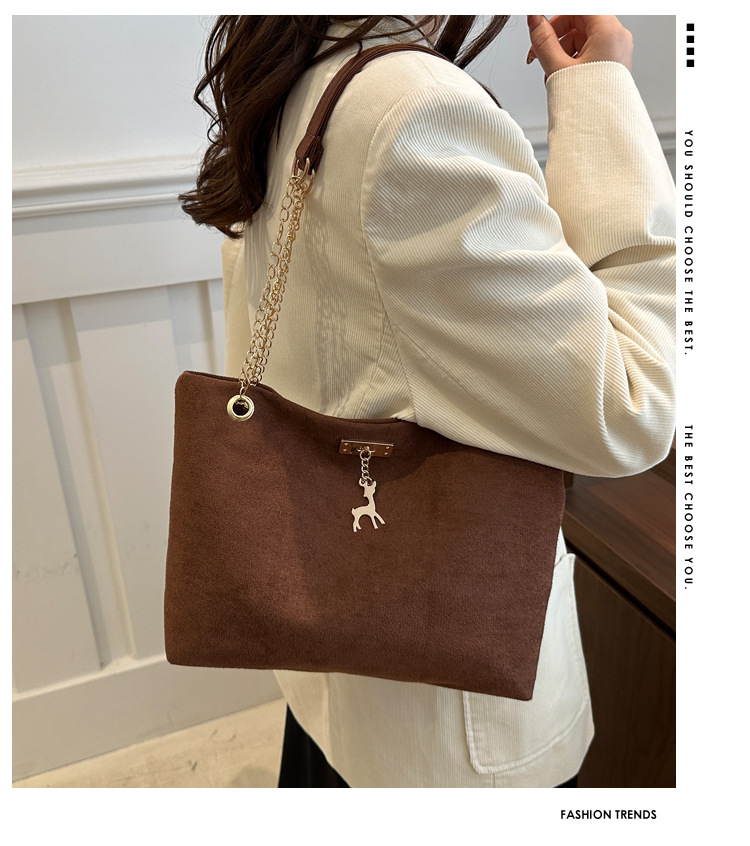 Women's Medium Special Solid Color Streetwear Sewing Thread Square Magnetic Buckle Tote Bag