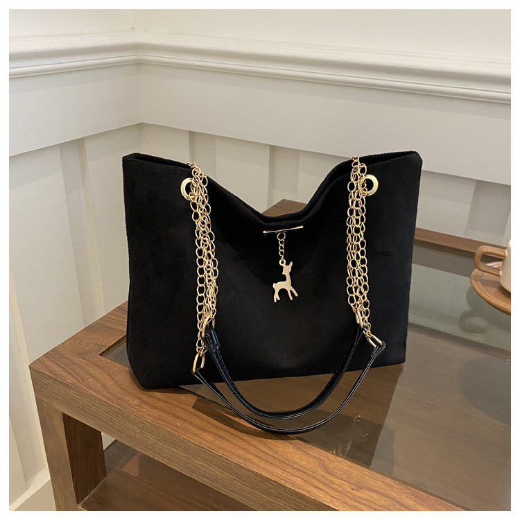 Women's Medium Special Solid Color Streetwear Sewing Thread Square Magnetic Buckle Tote Bag