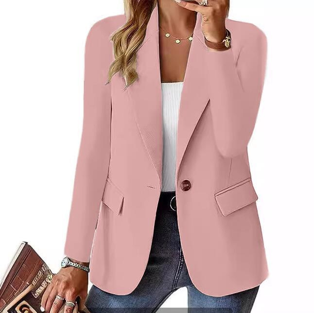 Long Sleeve Solid Color Cardigan Small Suit Jacket Women