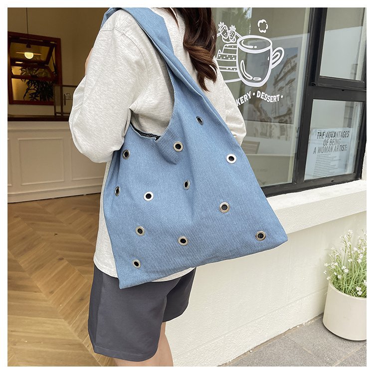 Casava American-style canvas denim shoulder tote