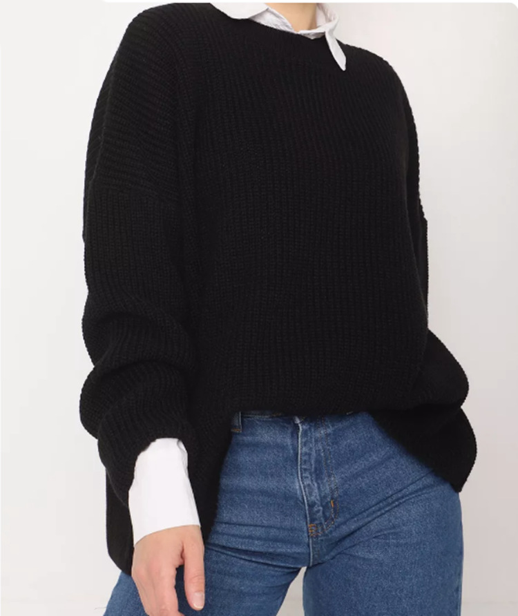 Solid Color Round Neck Sweater