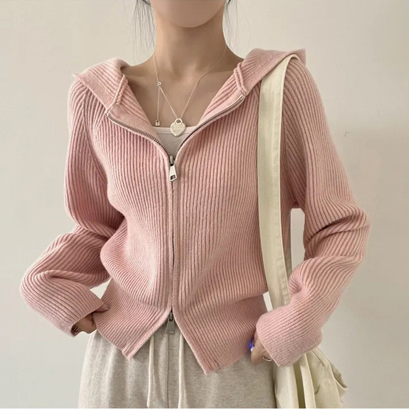 Solid Color Long Sleeve Polyester Sweater