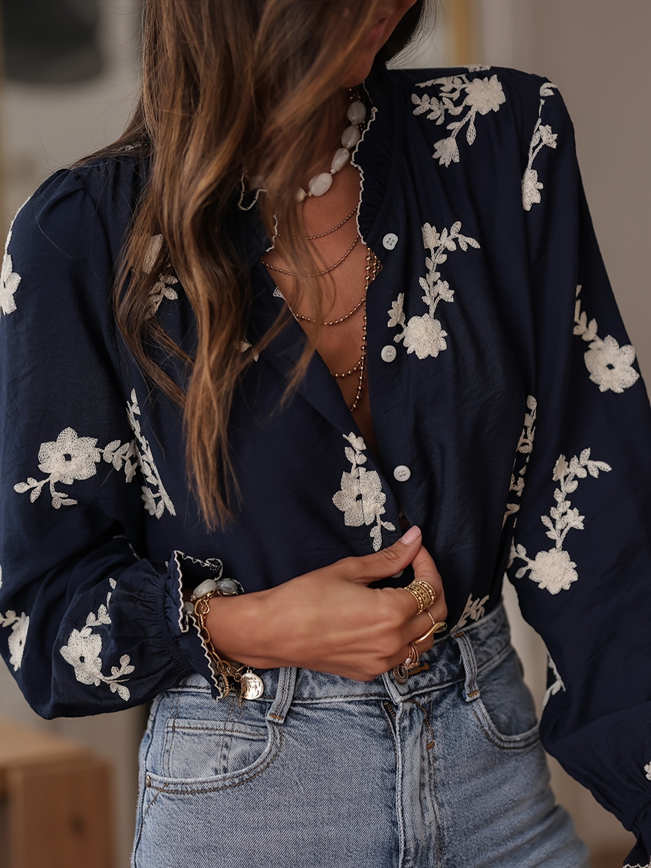 Long Sleeve Floral Print Shirt
