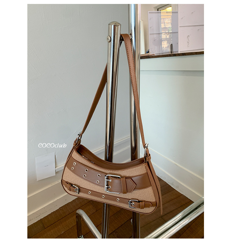 Casual Commuter Large Capacity Underarm Bag Stylish Design Motorcycle Wind Spicy Girl Trendy Urban Simple Square Nylon PU Zipper Casual Commuter Large Capacity Underarm Bag Stylish Design Motorcycle