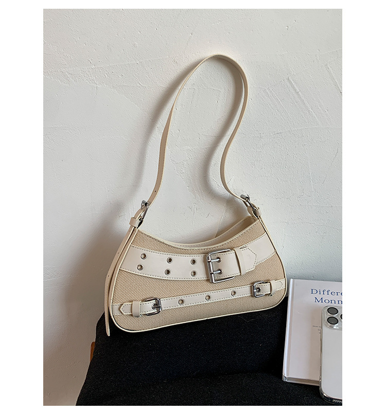 Casual Commuter Large Capacity Underarm Bag Stylish Design Motorcycle Wind Spicy Girl Trendy Urban Simple Square Nylon PU Zipper Casual Commuter Large Capacity Underarm Bag Stylish Design Motorcycle