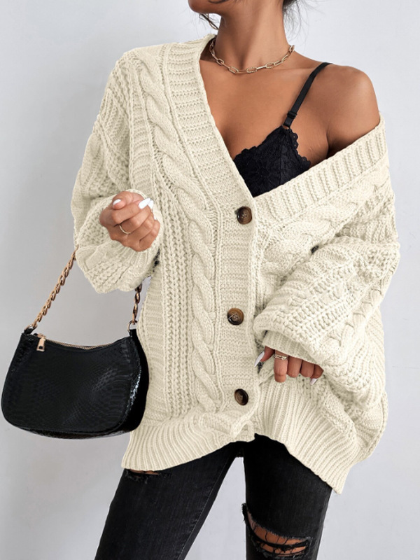 Loose Lantern Sleeve Open Cardigan