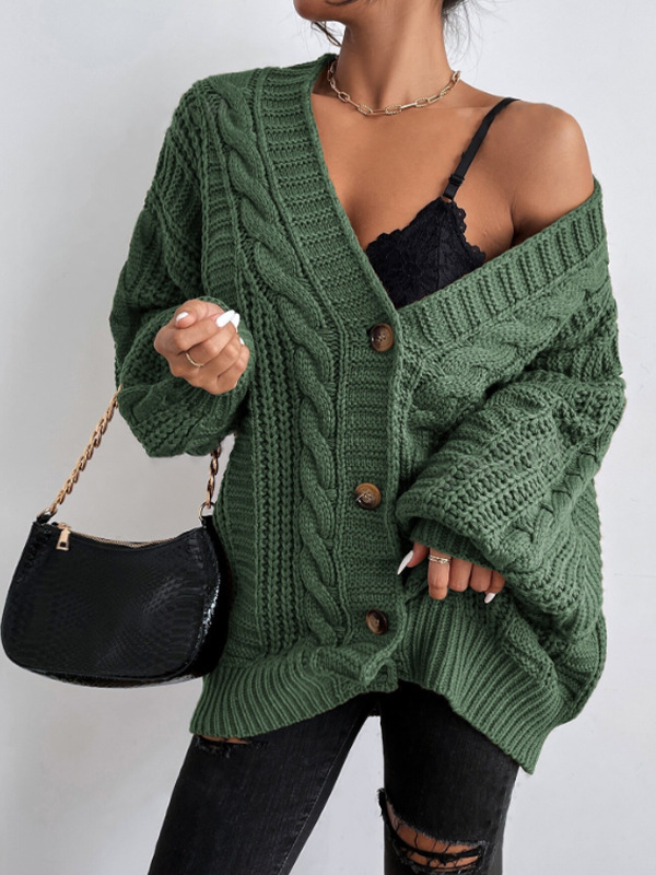 Loose Lantern Sleeve Open Cardigan