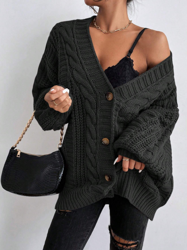 Loose Lantern Sleeve Open Cardigan
