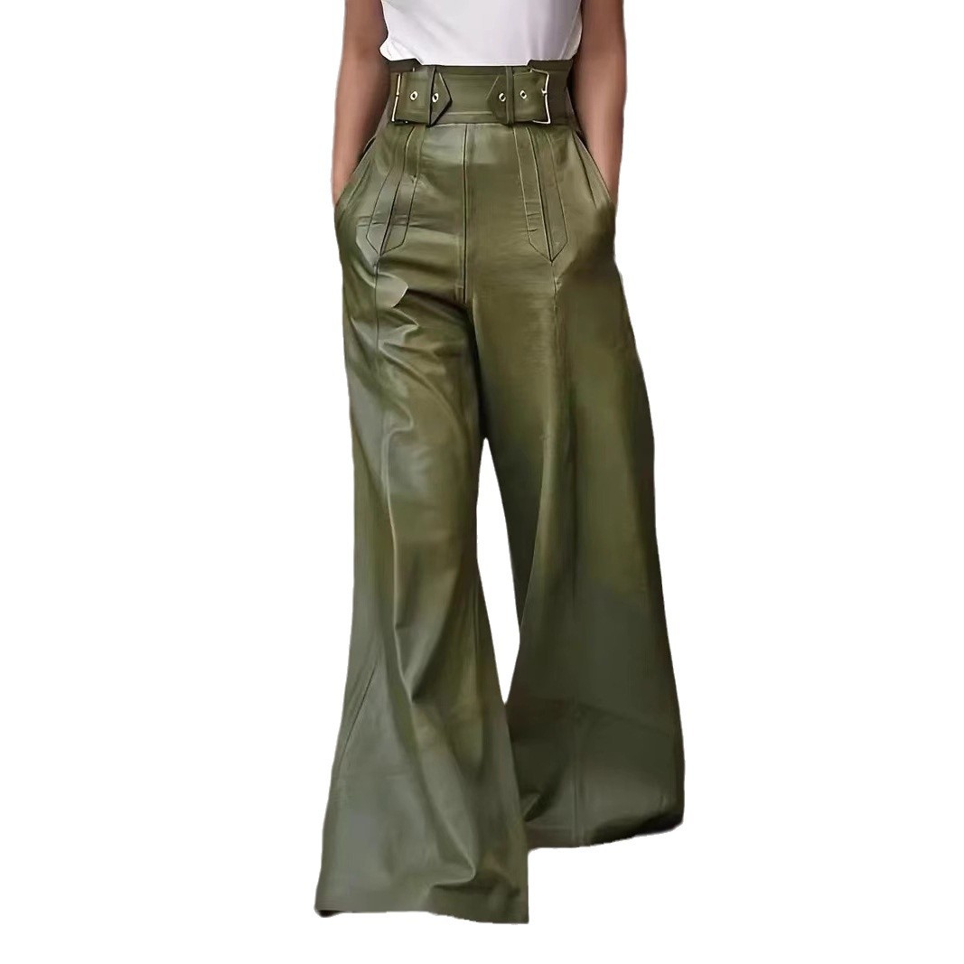 High Waist Loose PU Leather Pant