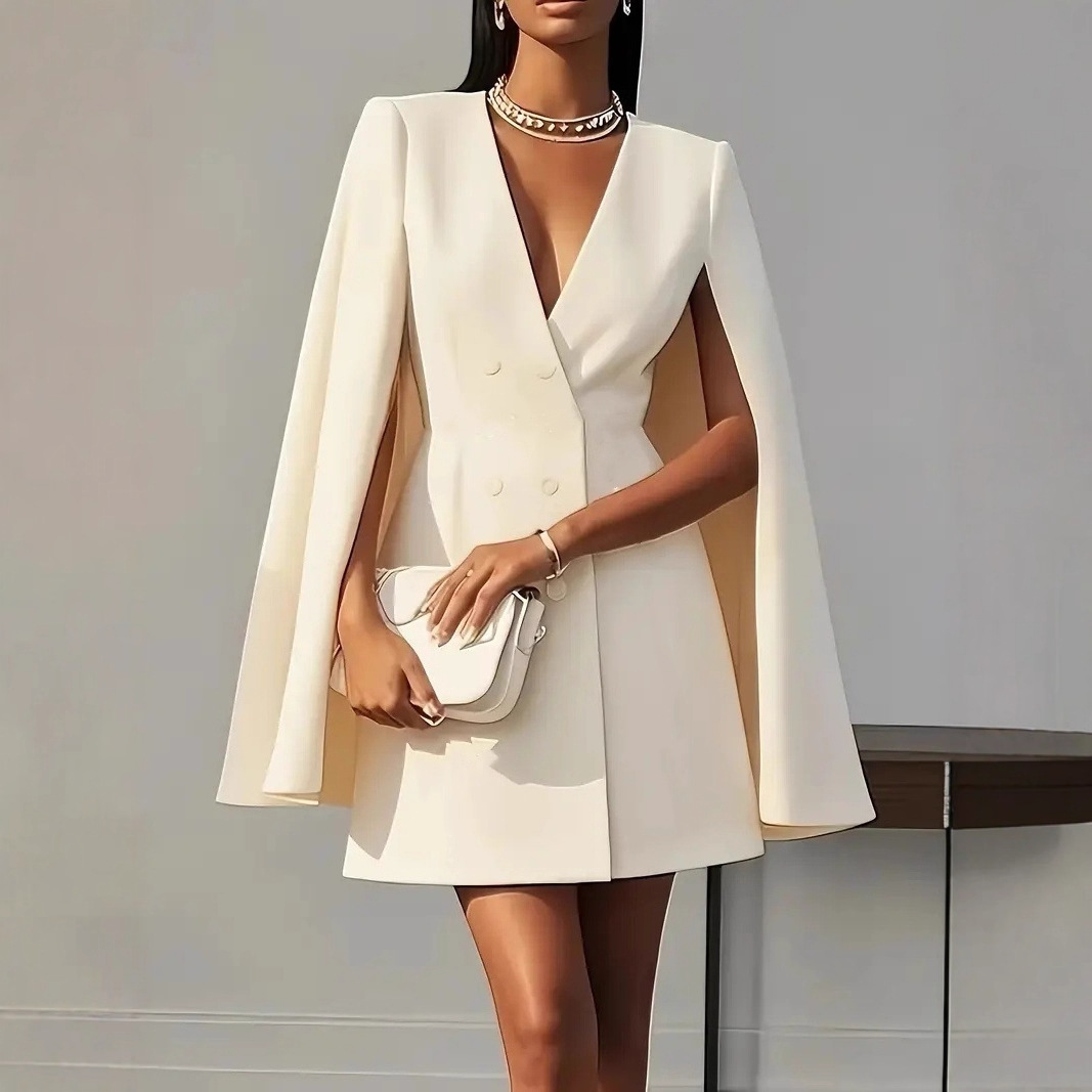 Casava Shoulder-Shawl Coat Suit Dress