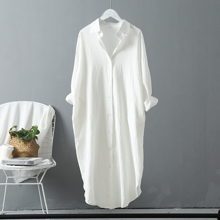 Women's Cotton Linen Loose Fit Shirt Long Sleeve Sun Protection