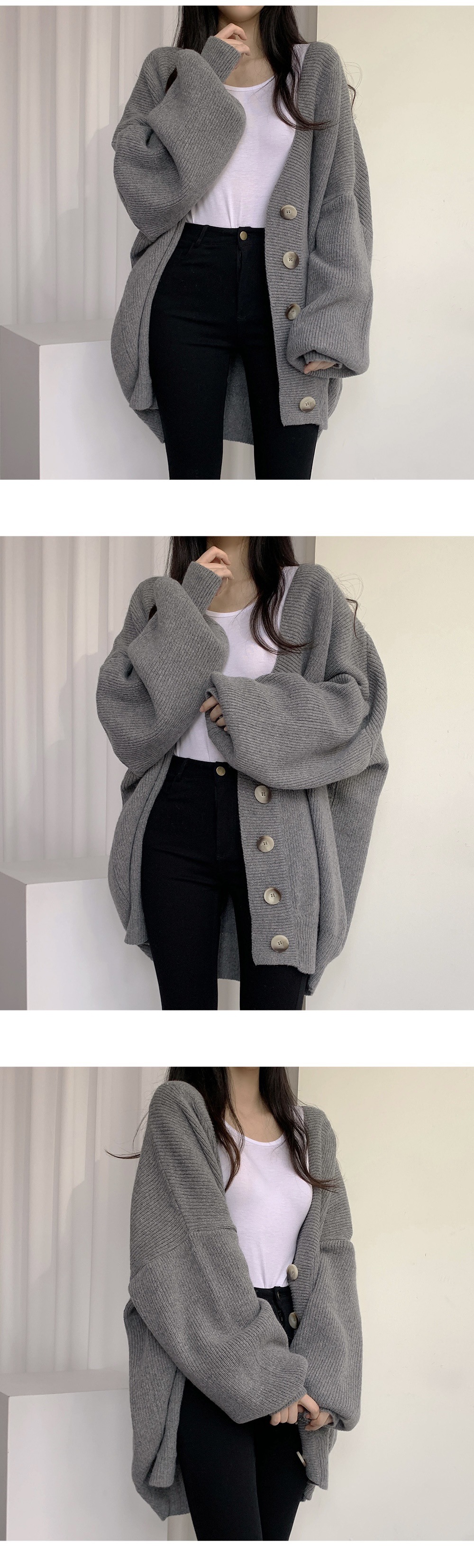 Winter Casual Style No-button Cotton Knitwear