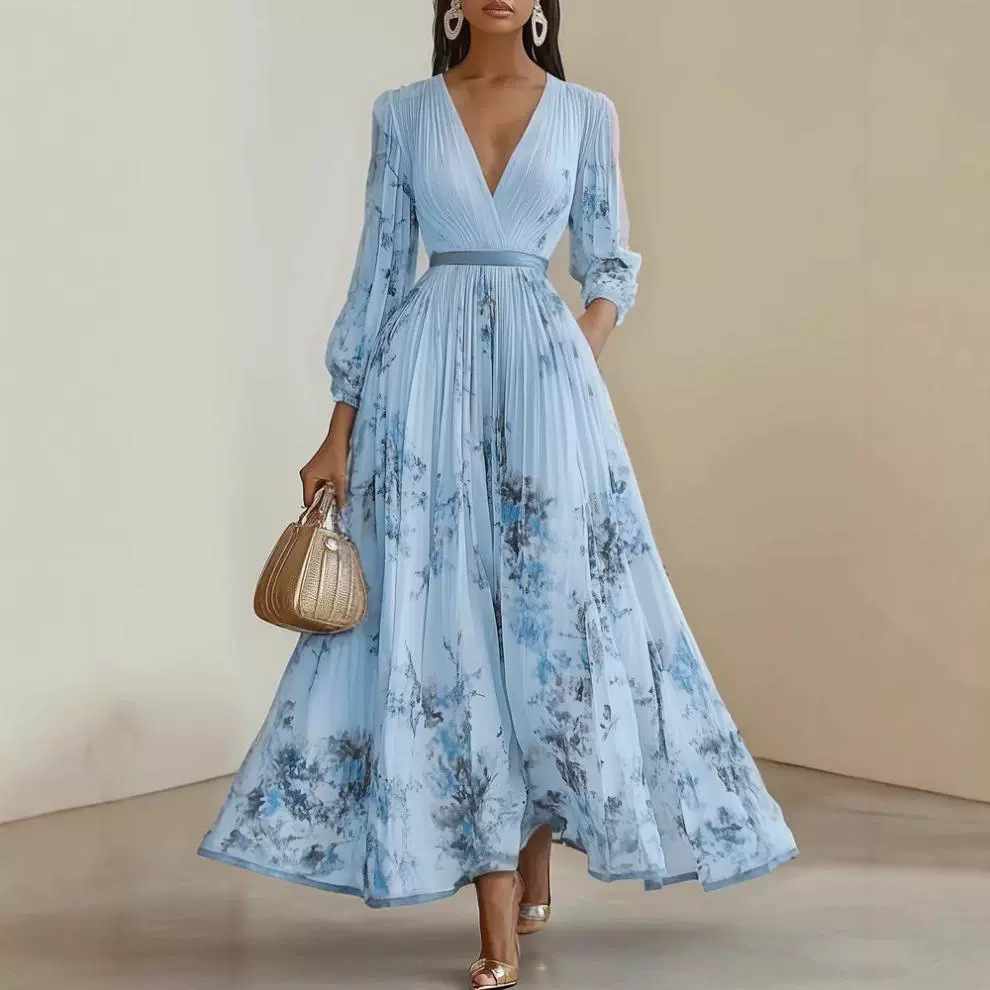 Casava Digital Print Pleated Dress
