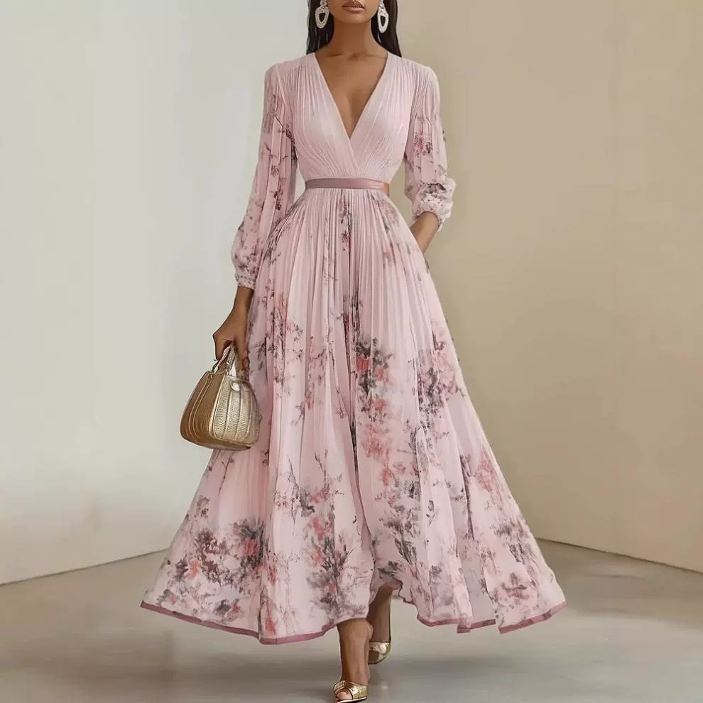Casava Digital Print Pleated Dress