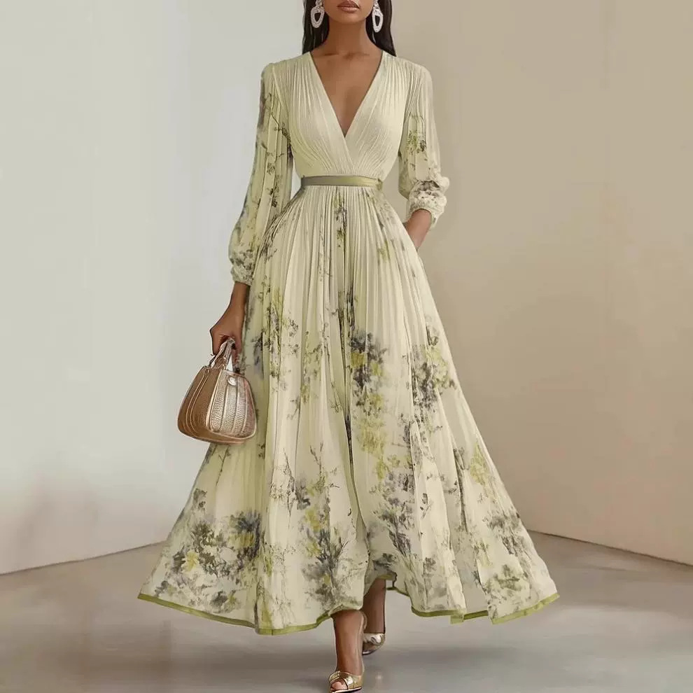 Casava Digital Print Pleated Dress