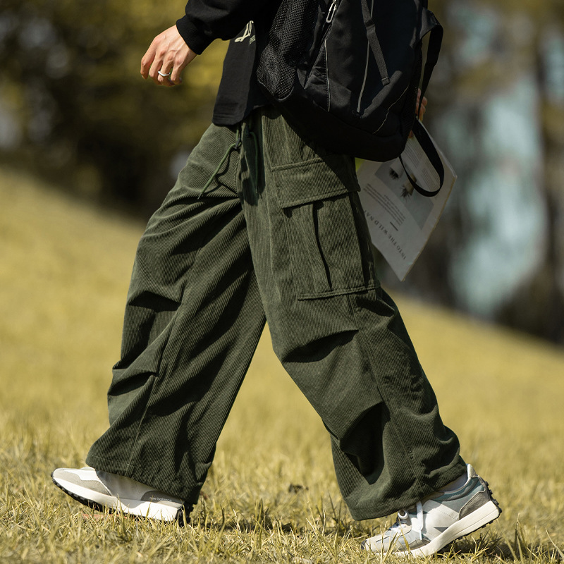 Men's Solid Color Polyester Cargo Casual Pants