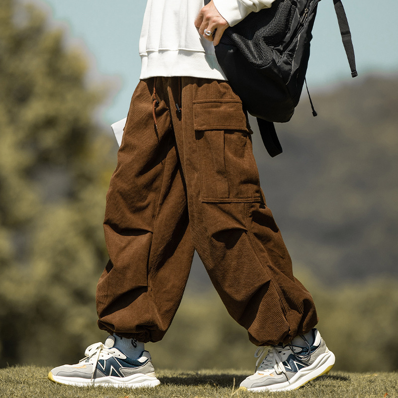 Men's Solid Color Polyester Cargo Casual Pants