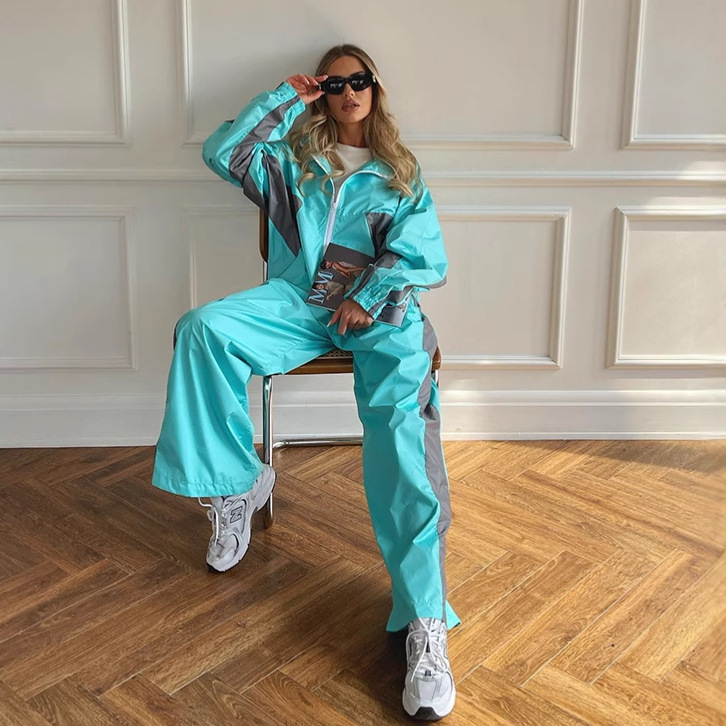 Casual Color Block Sweatpants Pant Co-ord Set