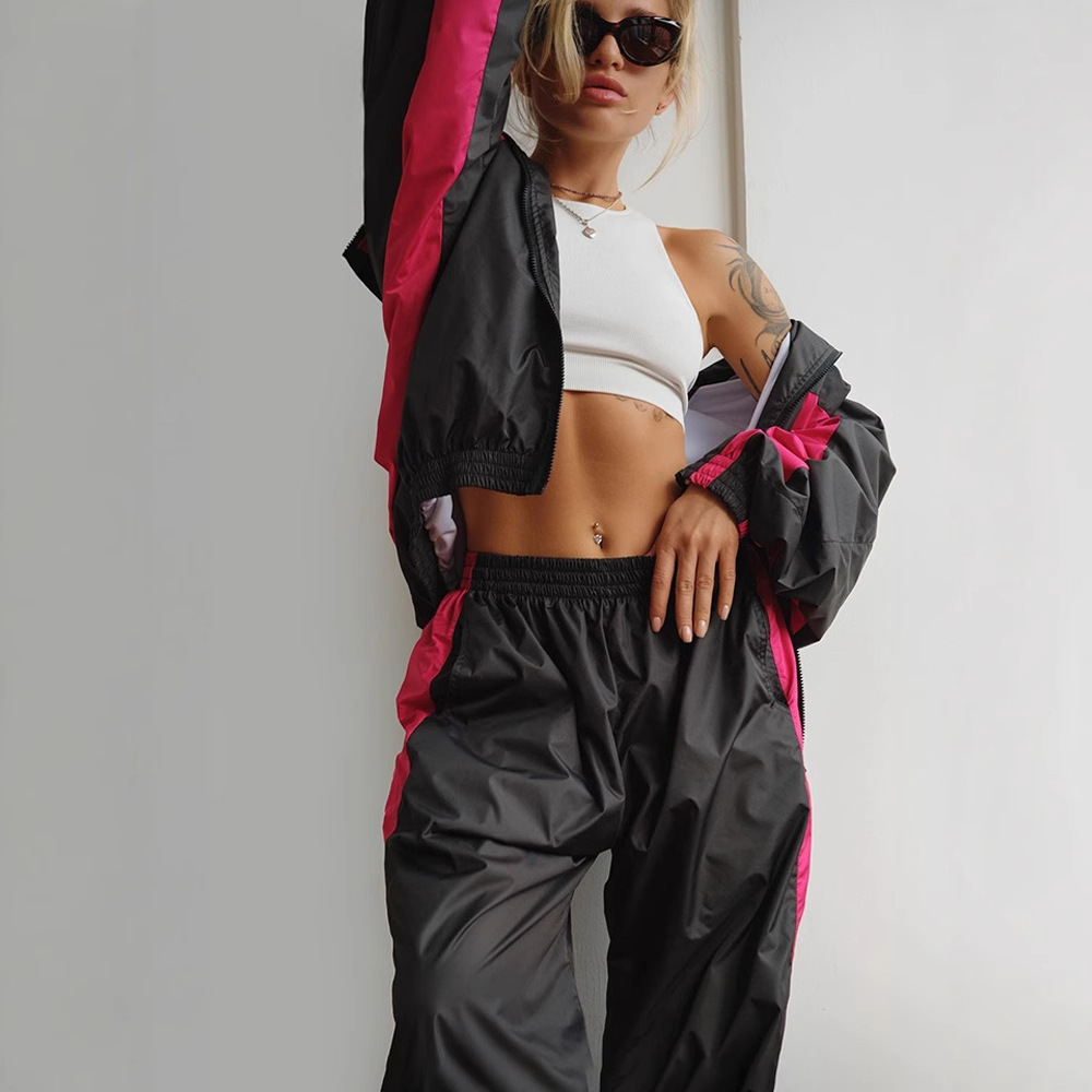 Casual Color Block Sweatpants Pant Co-ord Set