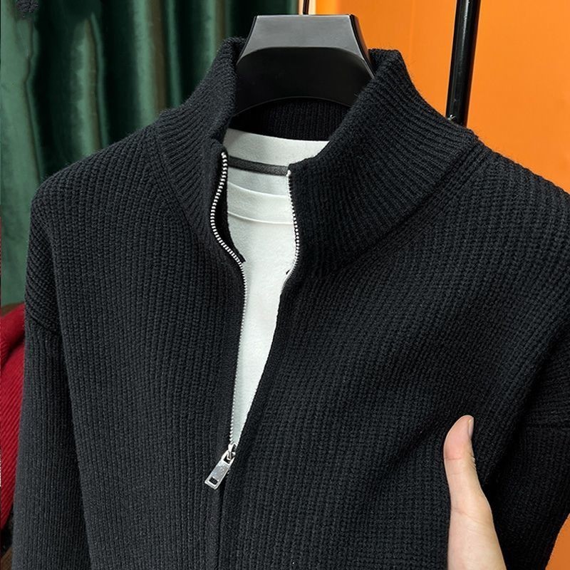 Large Size Zipper Knitted Cardigan