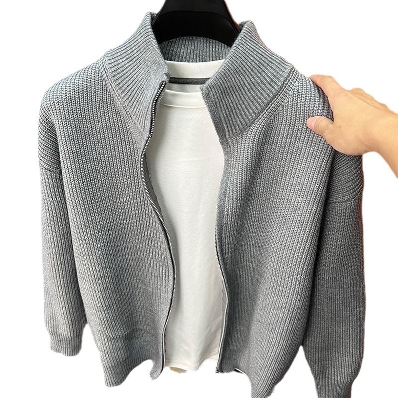 Large Size Zipper Knitted Cardigan