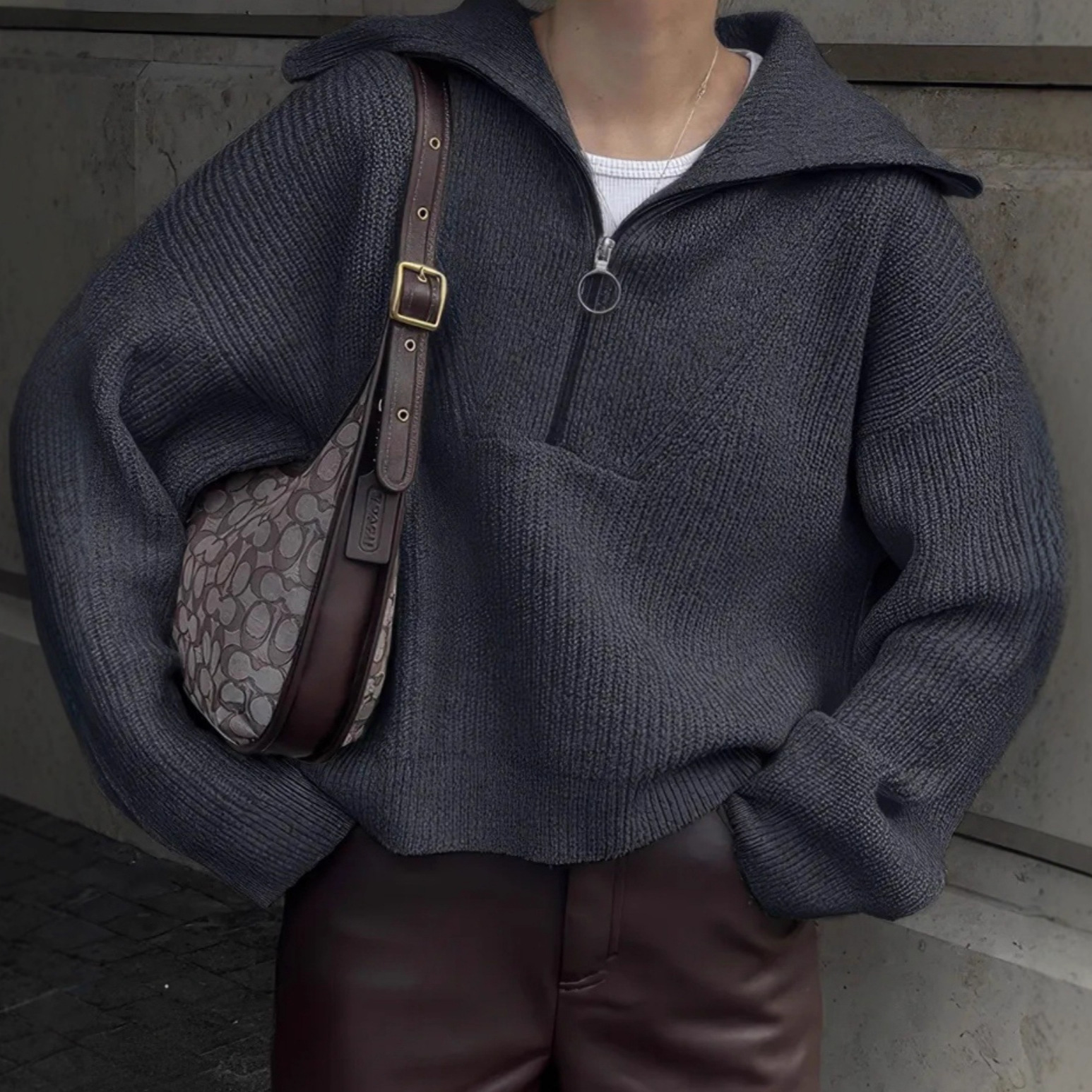 Solid Color Long Sleeve Pullover Sweater