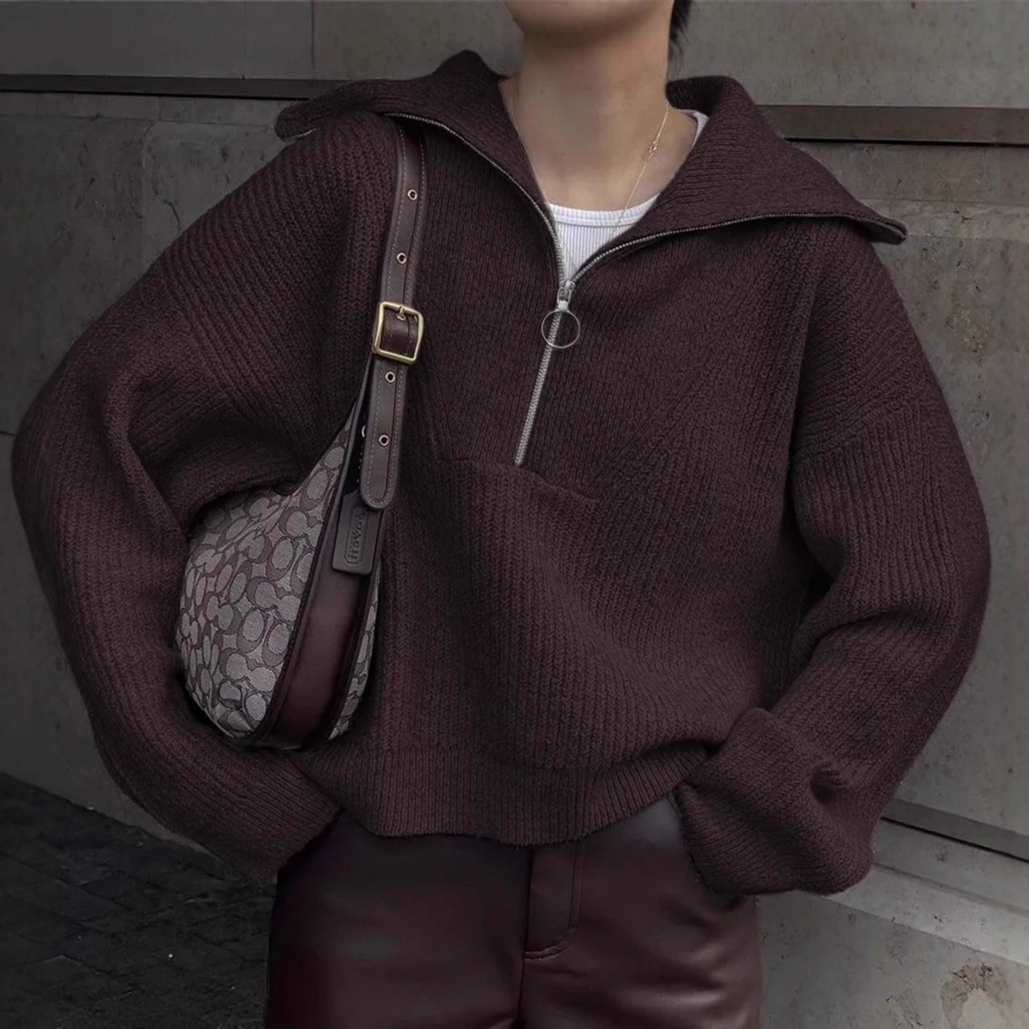 Solid Color Long Sleeve Pullover Sweater