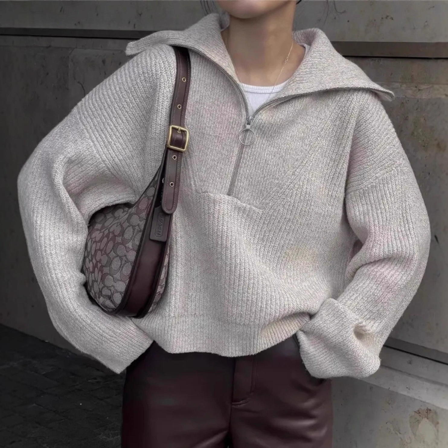 Solid Color Long Sleeve Pullover Sweater