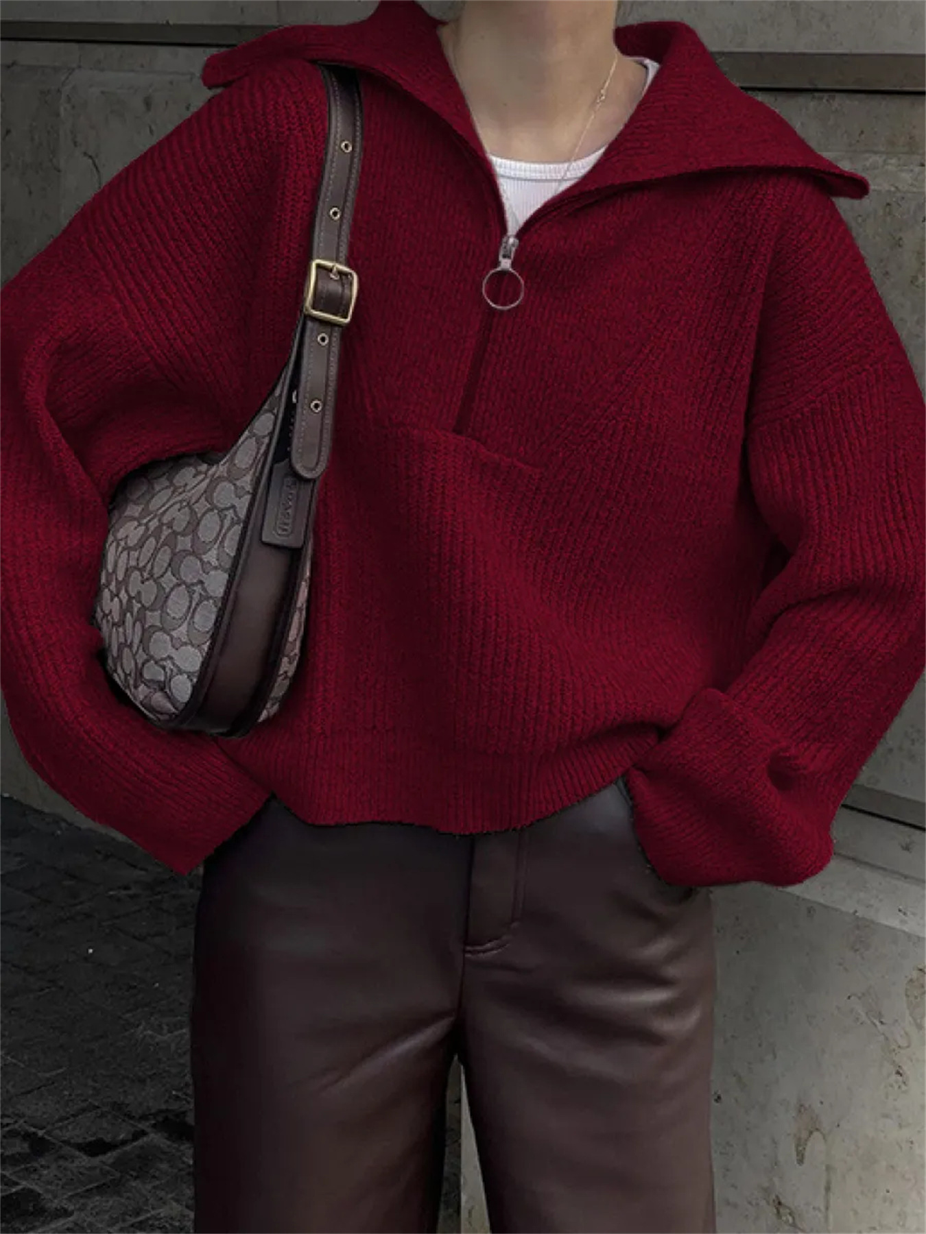 Solid Color Long Sleeve Pullover Sweater