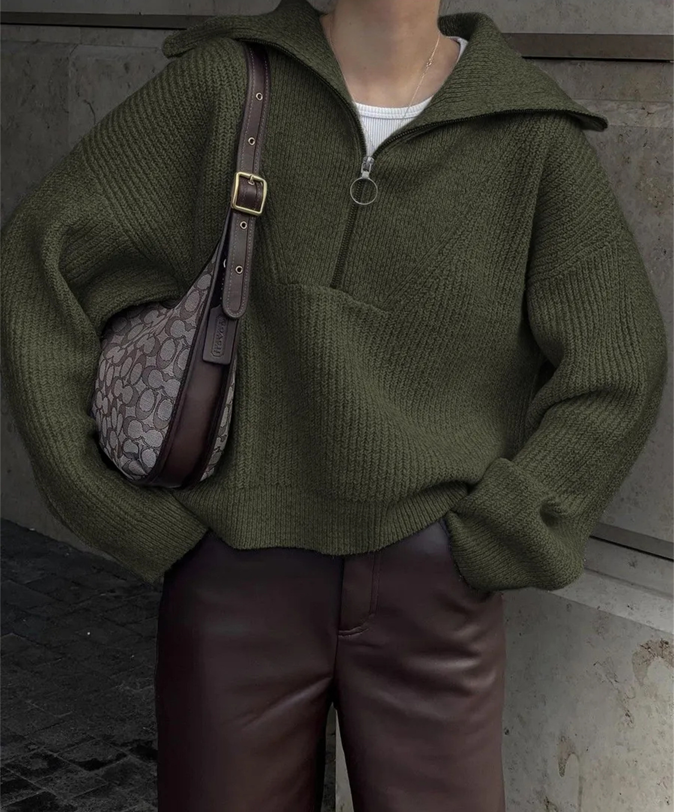 Solid Color Long Sleeve Pullover Sweater