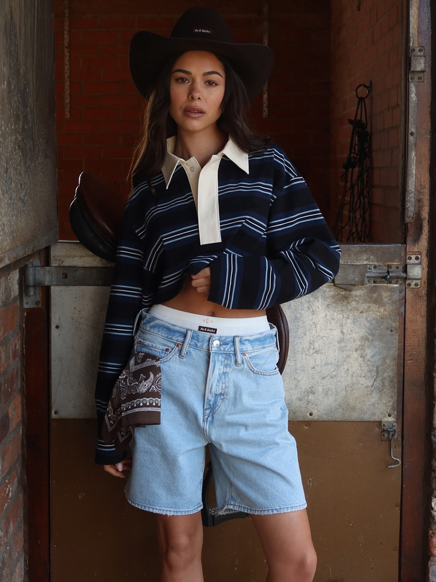 Green Long Sleeve Striped T-shirt With Splicing