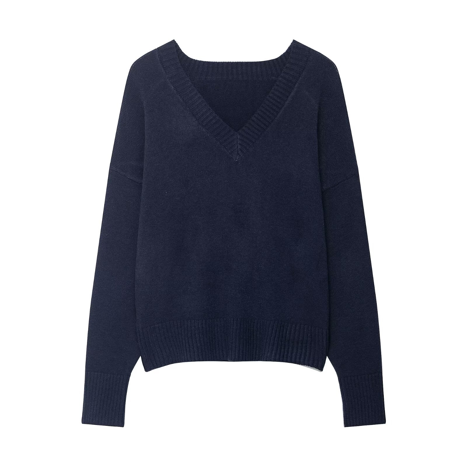 Long Sleeve Polyester And Acrylic Pure Color Sweater
