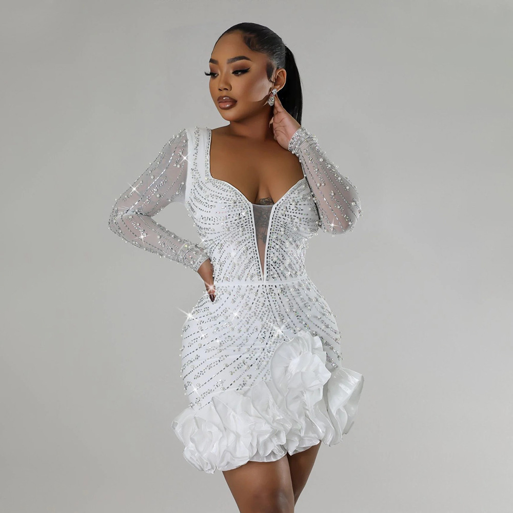 Casava Bubble Bead Short Skirt Dress
