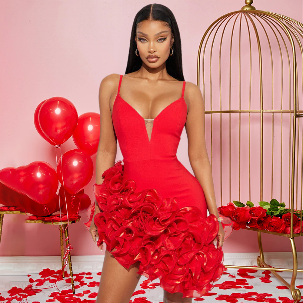 Casava Strapless Ruffle Midi Dress