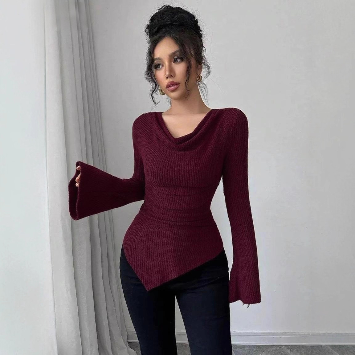 Long Sleeve Base Shirt Shoulder Exposure Commuter Style