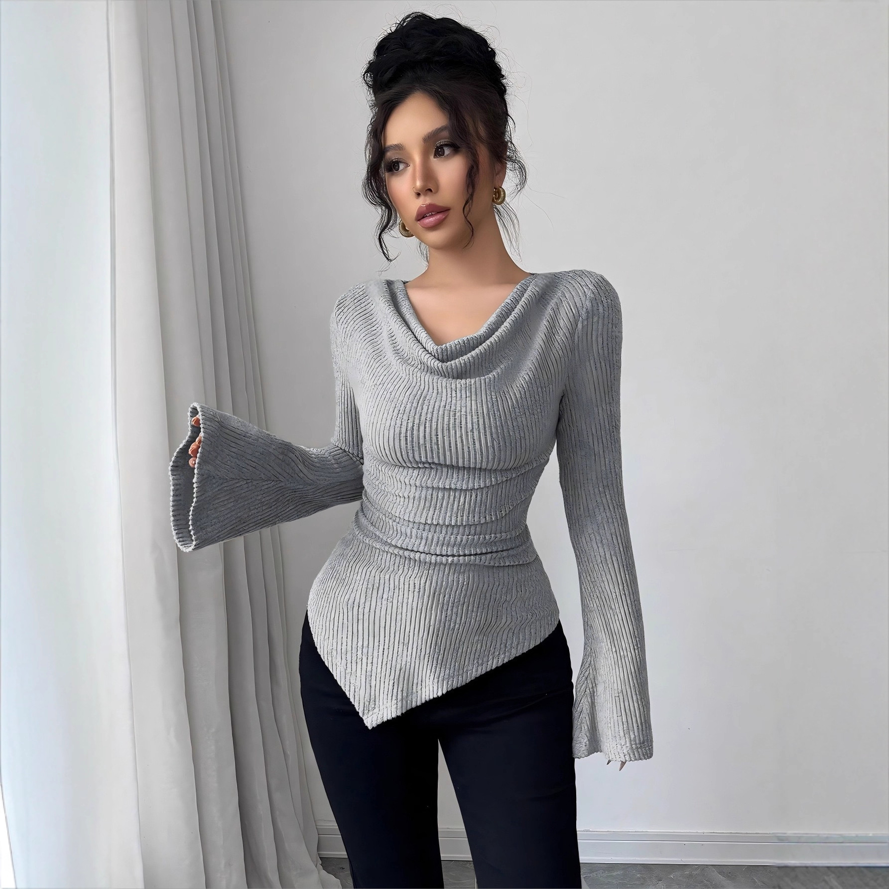 Long Sleeve Base Shirt Shoulder Exposure Commuter Style
