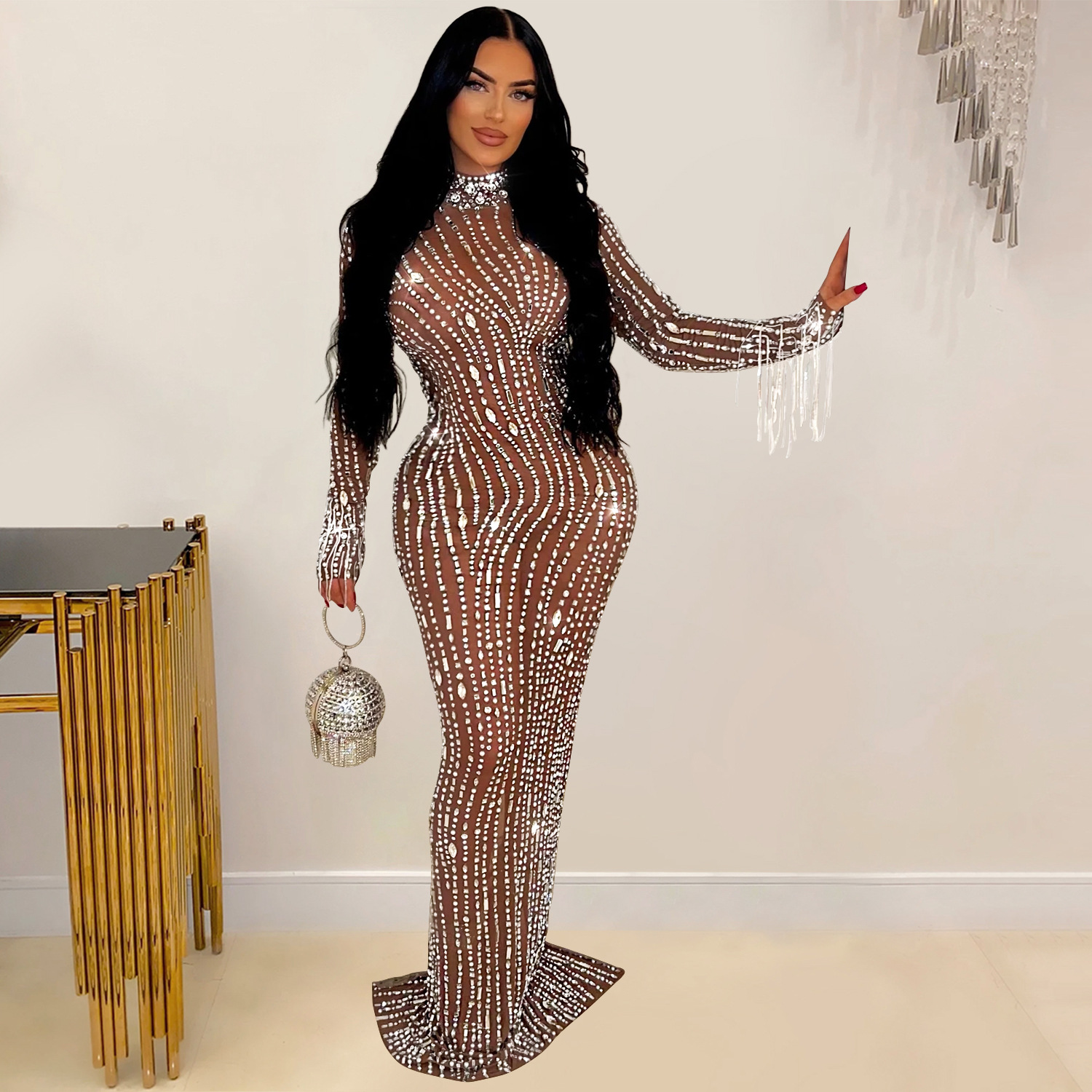 Pure Color Mesh Dress