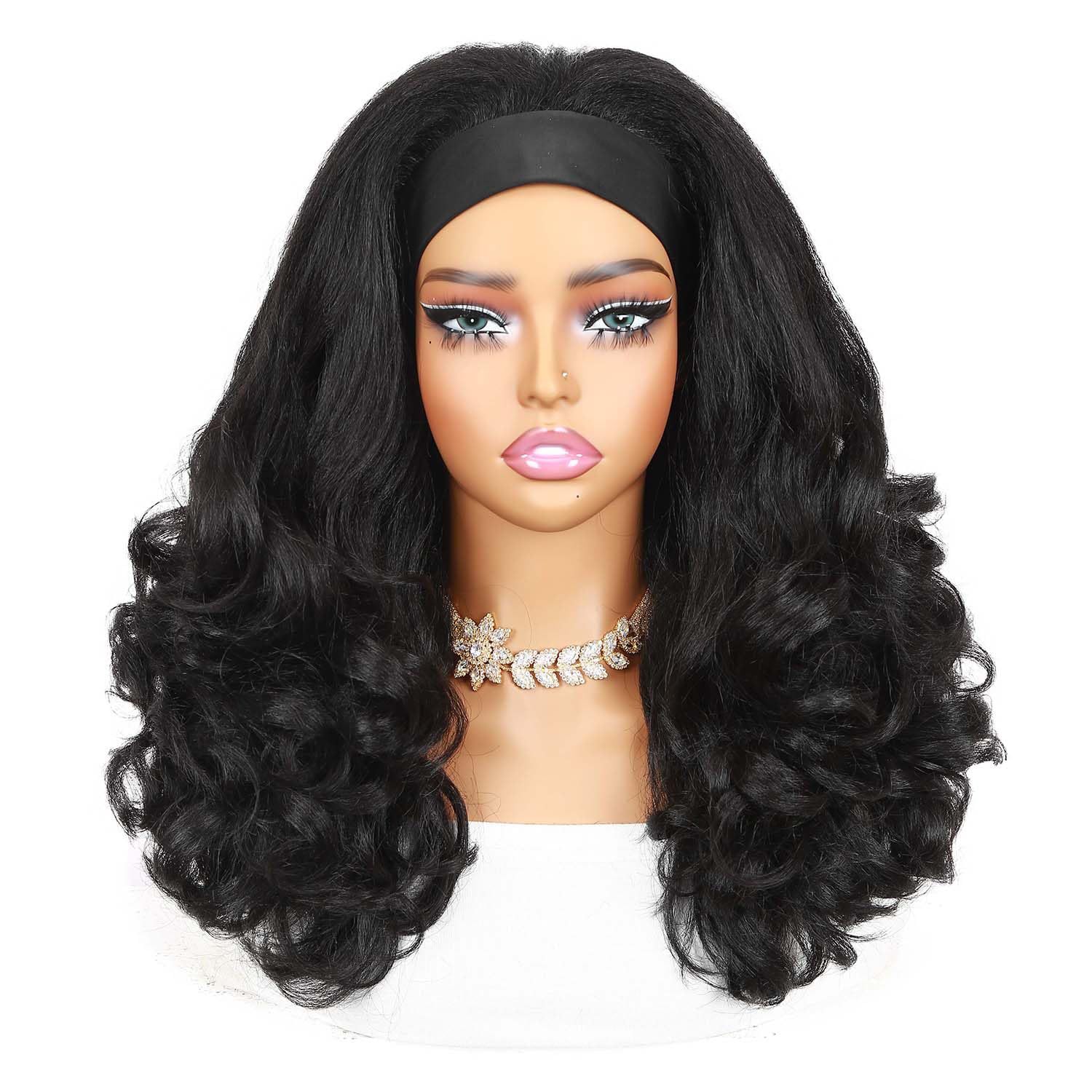 Wig With Curl Straight Full Head Casual Women's Hair Accessory Wig Headband
