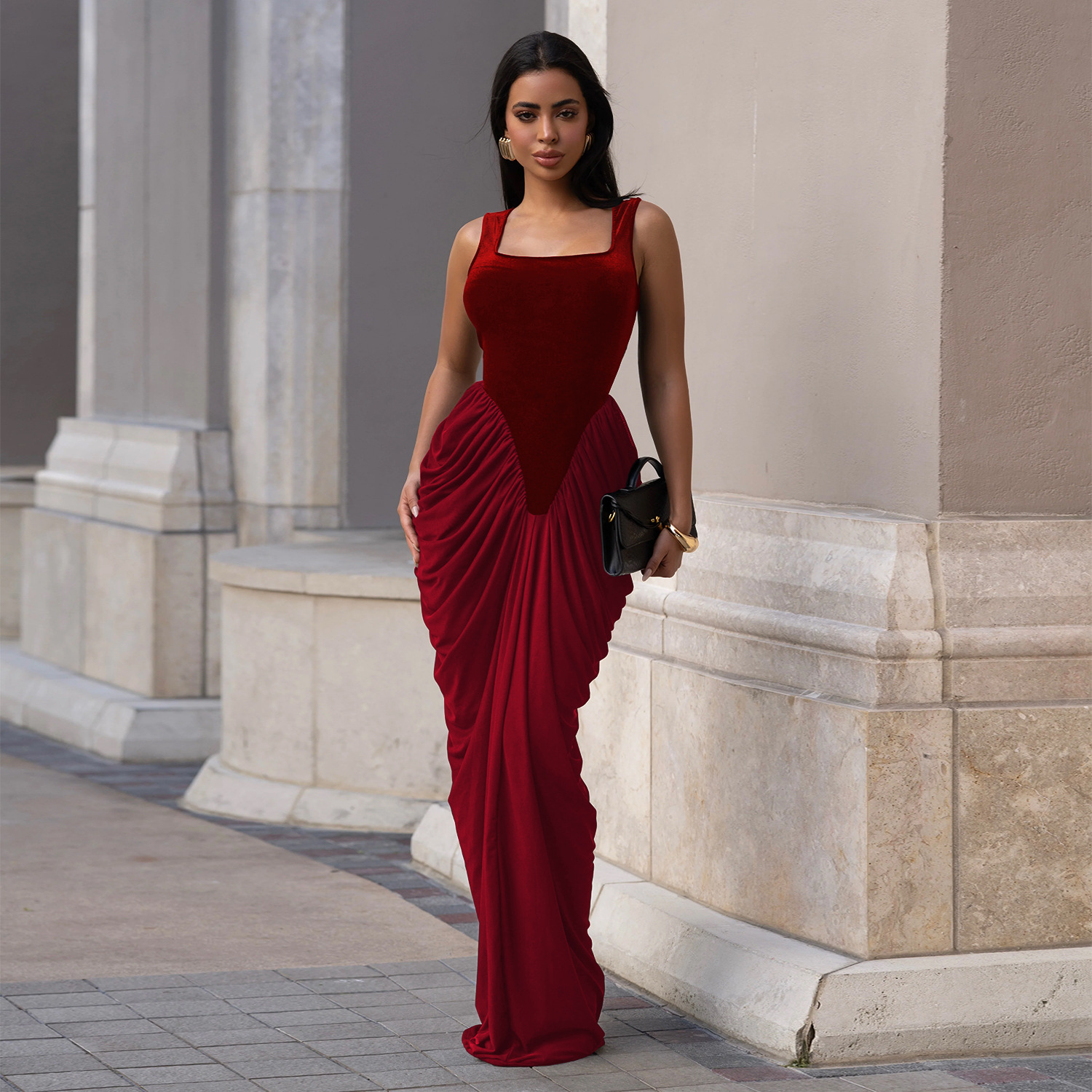 Casava Velvet Backless Maxi Dress