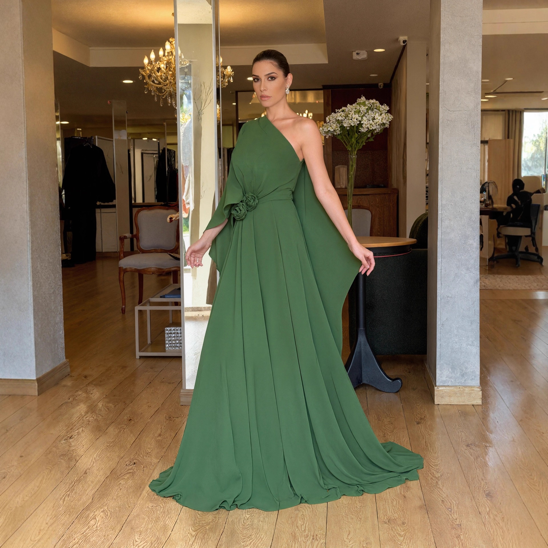 Casava Off-Shoulder Chiffon Gown