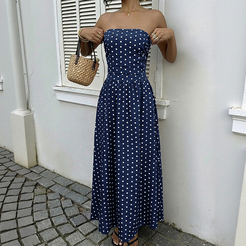 Sleeveless Sleeve Length Polka Dot Dress