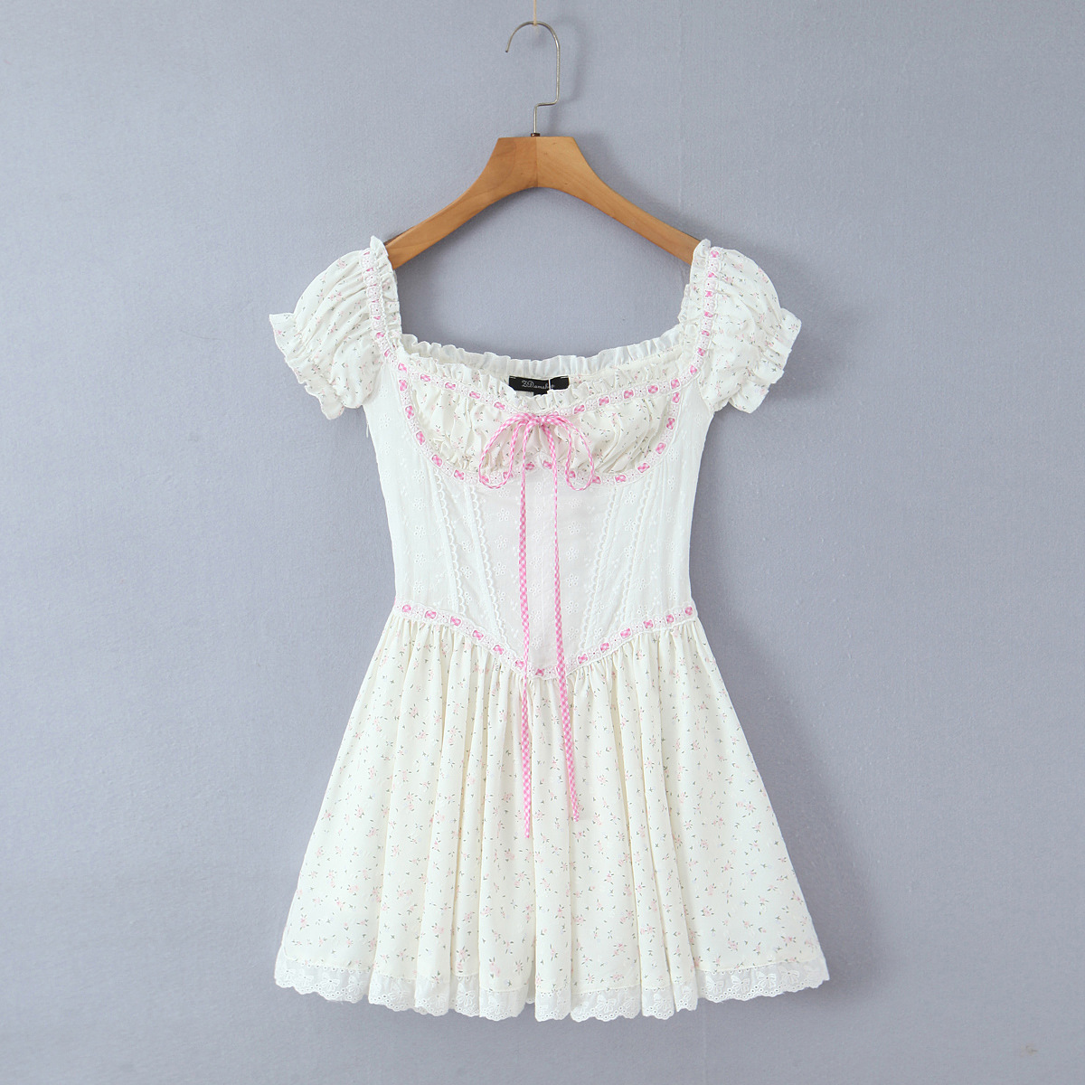 Floral Dress With Off Shoulder Neckline And Short Sleeves